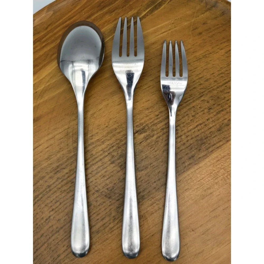 Mikasa Olivia Satin 1‎ Dinner Fork 1 Salad Fork 1 Soup Spoon Lot Stainless Steel